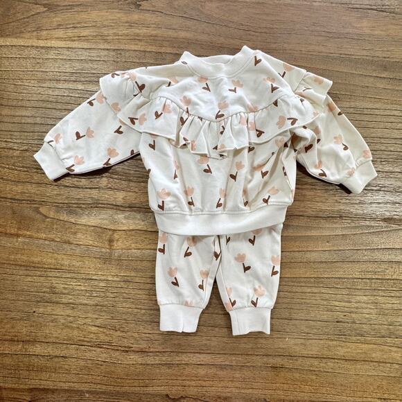 Quincy Mae Other - Quincy Mae Tulip Ruffle Fleece Set - Size 3-6m